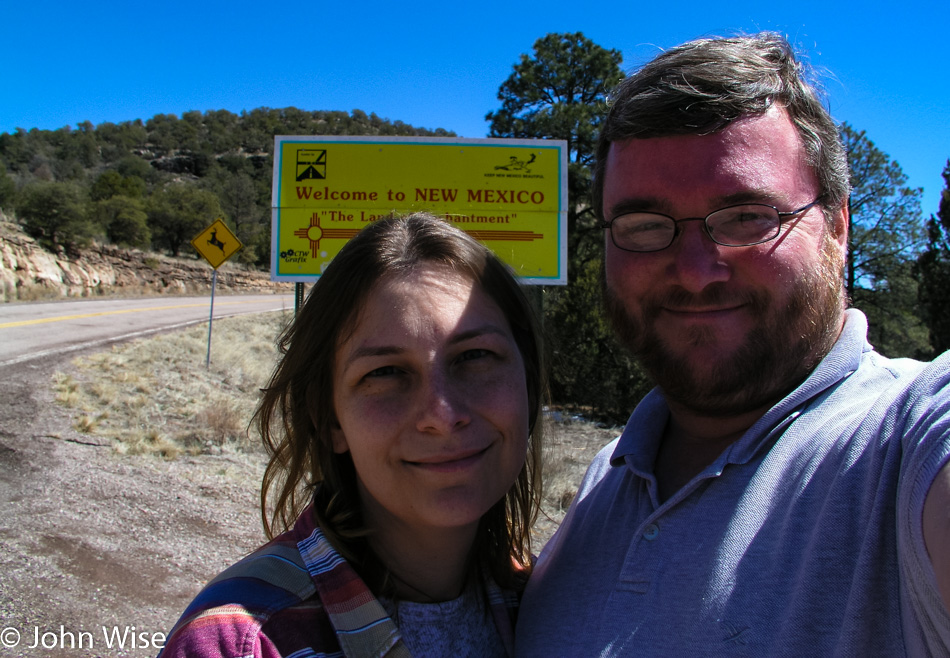Caroline Wise and John Wise at the New Mexico border with Arizona on Highway 78