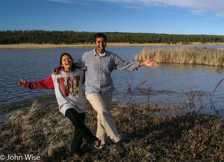 Rinku Shah and Jay Patel at Luna Lake in Arizona