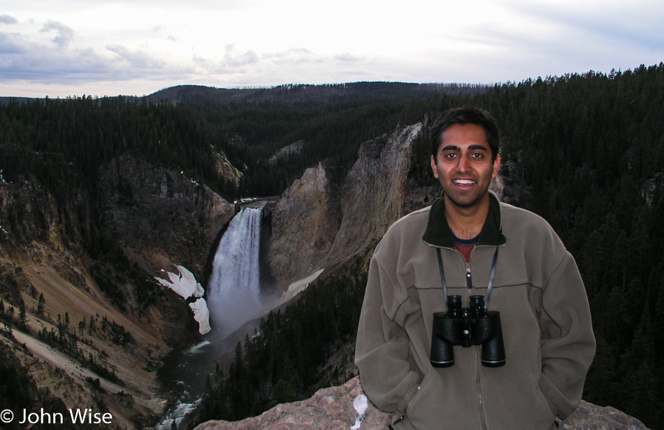 Jay Patel at the Lower Falls of the Yellowstone River in Yellowstone National Park