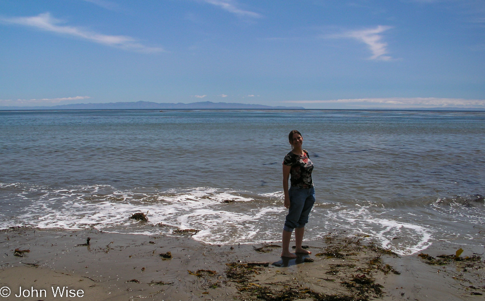 Caroline Wise on a beach in Santa Barbara, California