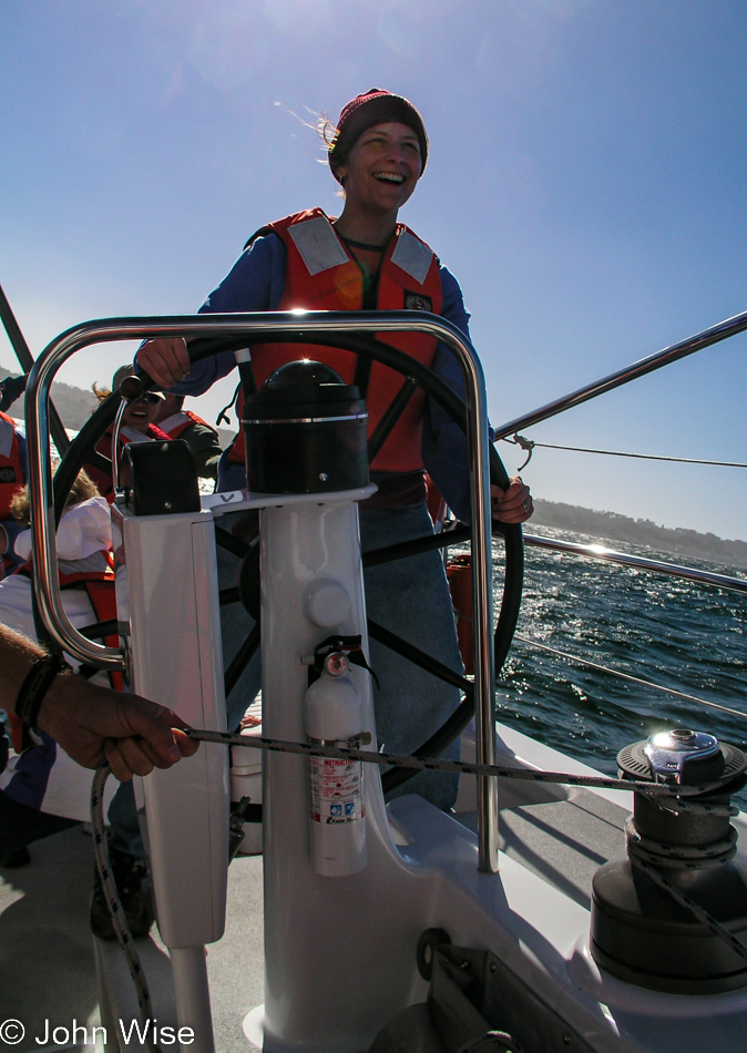 Caroline Wise sailing on Monterey Bay in California
