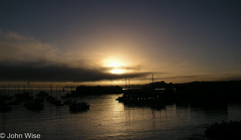 Sunrise over the bay in Monterey, California