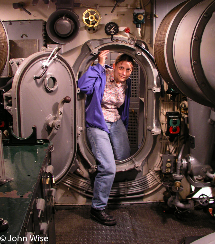 Caroline Wise on the USS Pampanito submarine in San Francisco, California