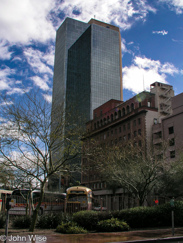 Skies clearing over downtown Phoenix, Arizona