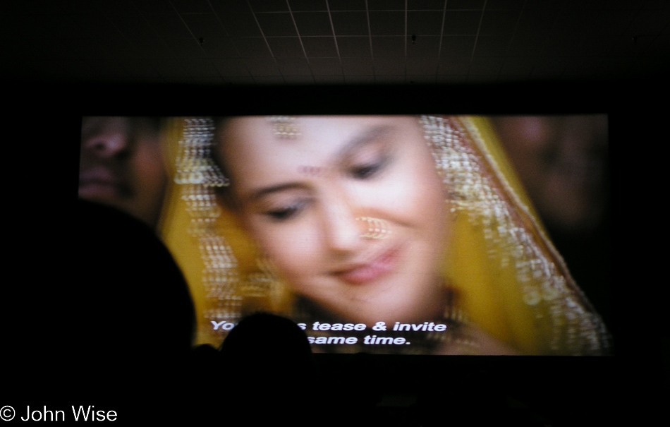 Capture of movie screen during the showing of the Bollywood film Kisna