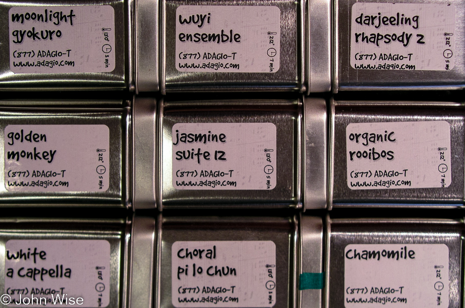 Samples of 9 different teas from www.adagio.com