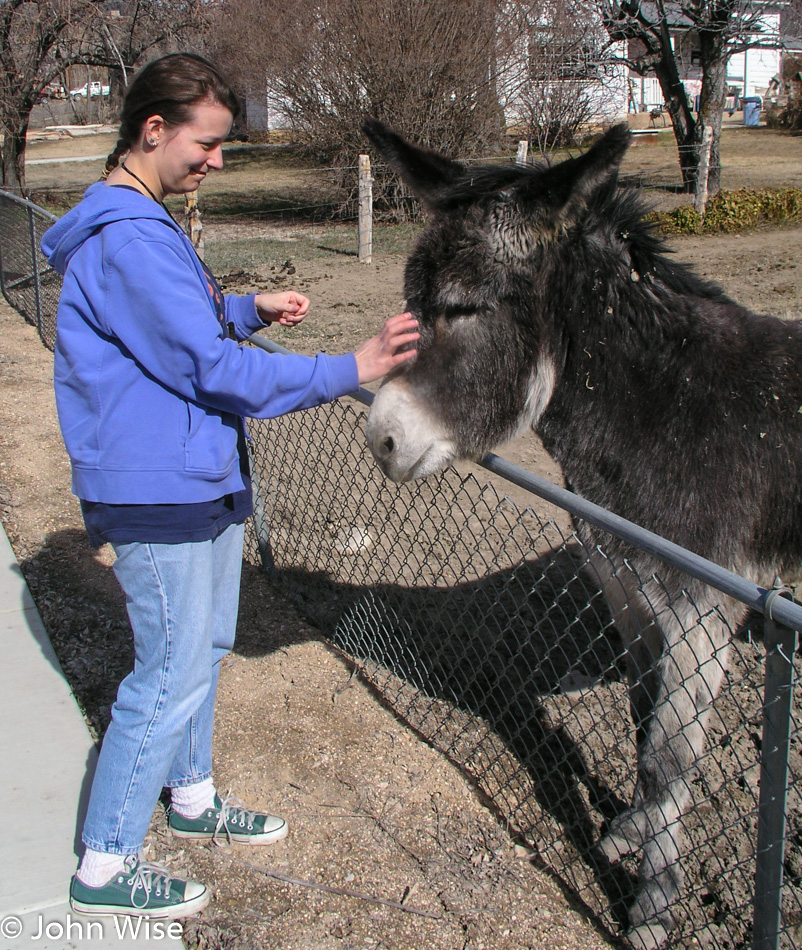 Caroline Wise and Maisy the Donkey in Glendale, Utah
