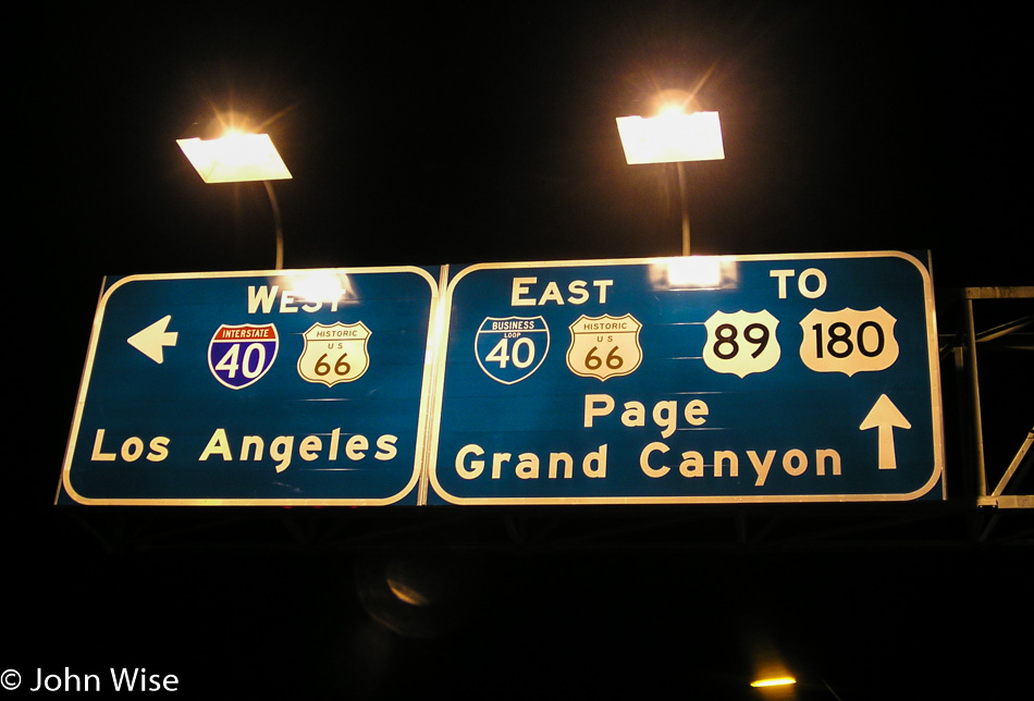 Freeway signs near Flagstaff, Arizona