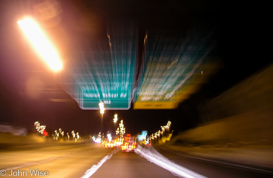 Streaked freeway in Phoenix, Arizona