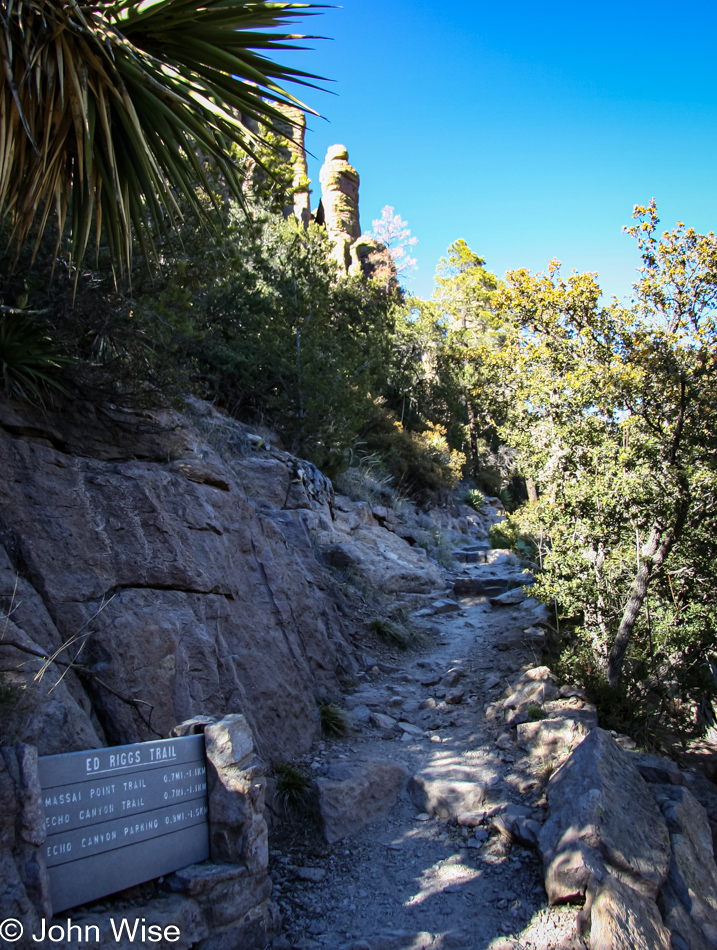 The last remainder of the trail before reentering Echo Canyon parking lot at Chiricahua National Monument in Arizona
