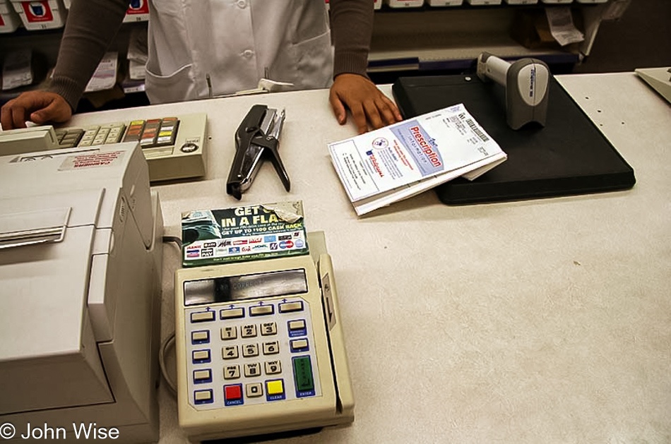 The checkout counter of the Drug Store