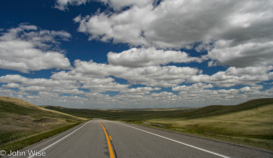 Driving north on Highway 89 towards Canada in Montana