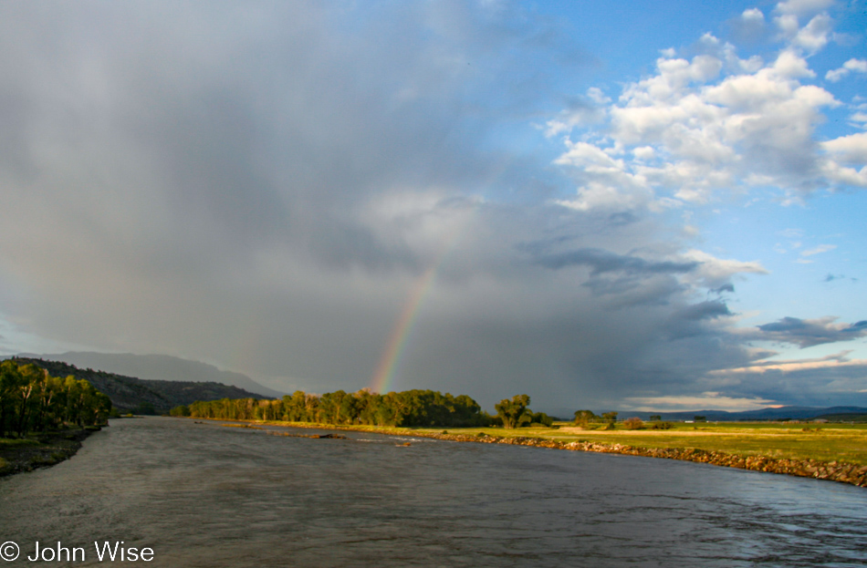 Rainbow over the Yellowstone River on Highway 89 in Montana
