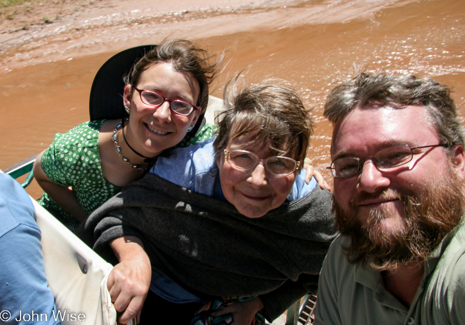 Caroline Wise, Jutta Engelhardt, and John Wise at Canyon De Chelly National Monument in Chinle, Arizona