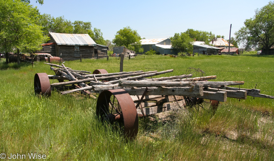 Old farm tools roadside in South Dakota