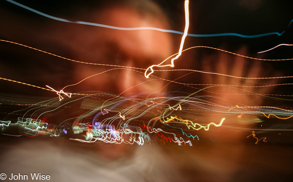 Caroline Wise snaps a photo of John Wise with the shutter open for 20 seconds, this is the result