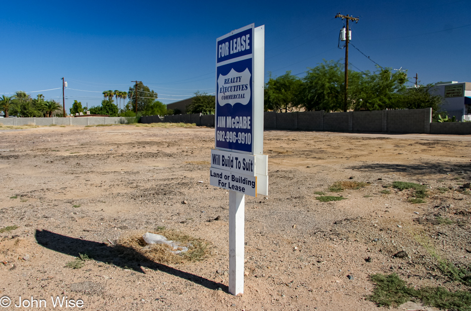 Another empty lot in Phoenix, Arizona. This one on Cave Creek Road only adds to the blight
