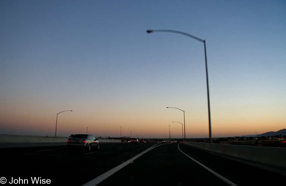 Phoenix, Arizona freeway at sunset