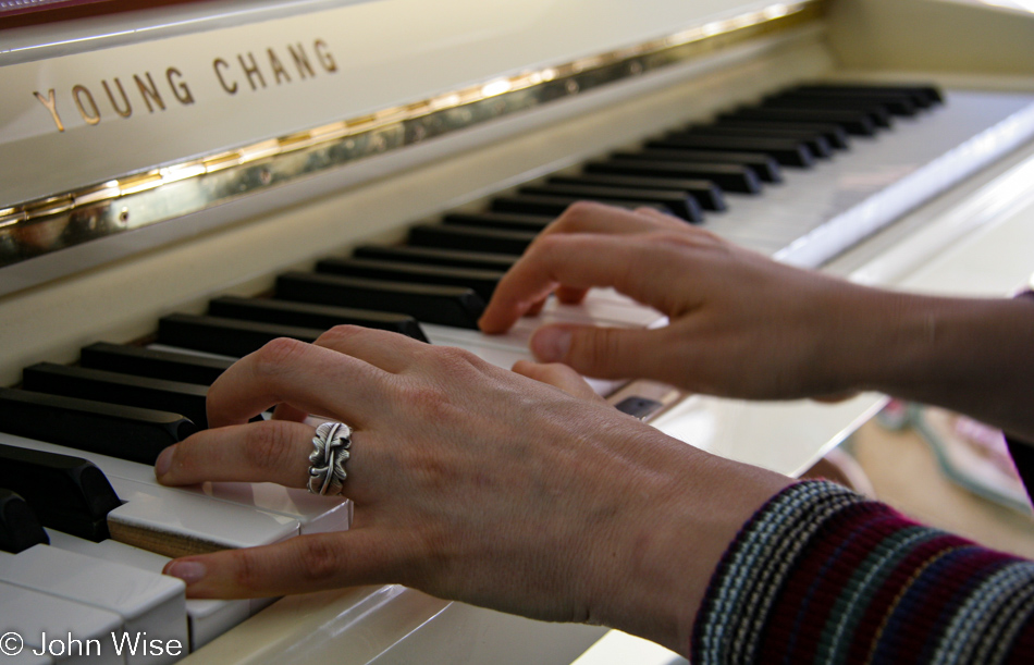 Caroline Wise playing piano on a Saturday afternoon in Phoenix, Arizona