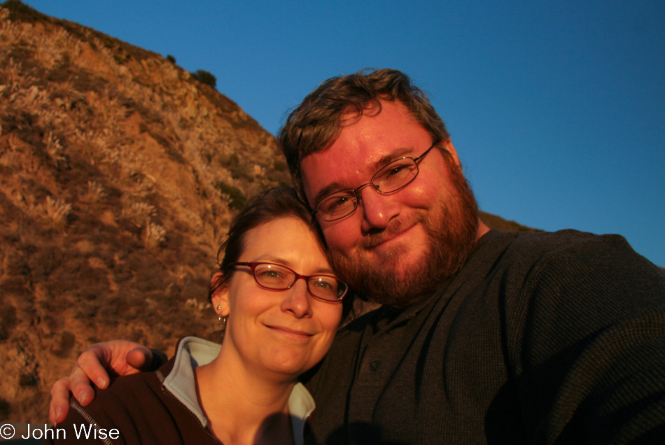 Caroline Wise and John Wise at sunset on the Big Sur Coast in California