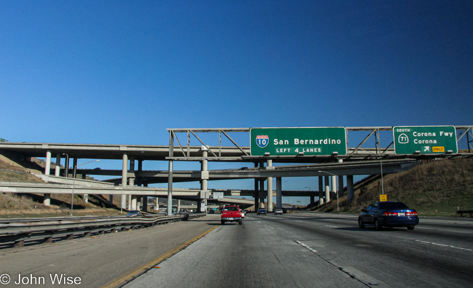 Interstate 10 traveling east in Los Angeles, California