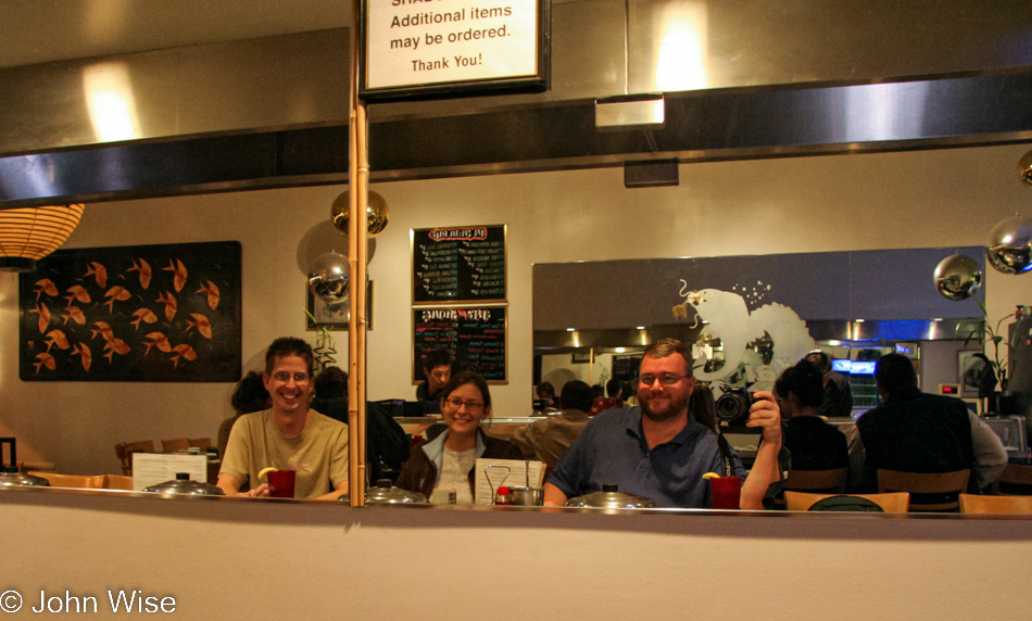 Mark Shimer, Caroline Wise, and John Wise in Little Tokyo Los Angeles, California