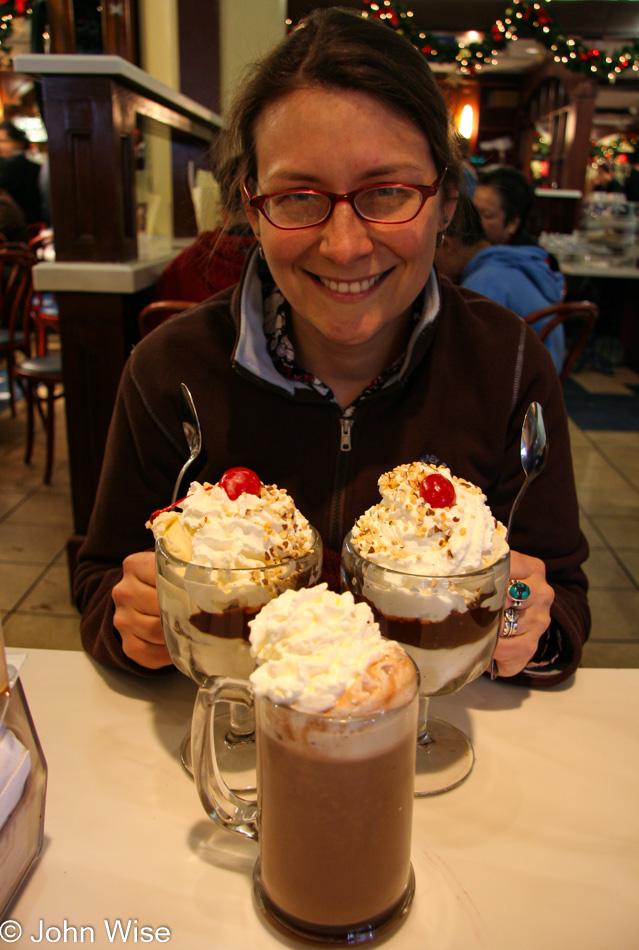 Caroline Wise at the Original Ghirardelli Ice Cream and Chocolate Shop in San Francisco, California