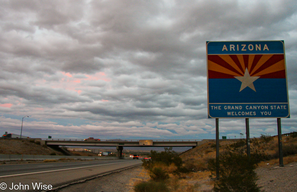 Entering Arizona from California on Interstate 10