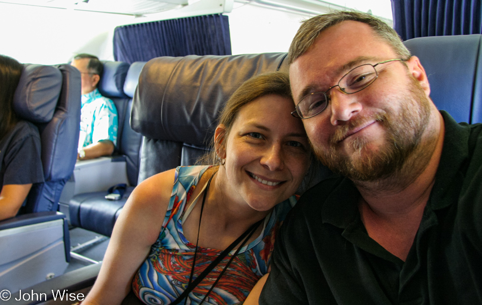 Caroline Wise and John Wise flying to Kauai, Hawaii