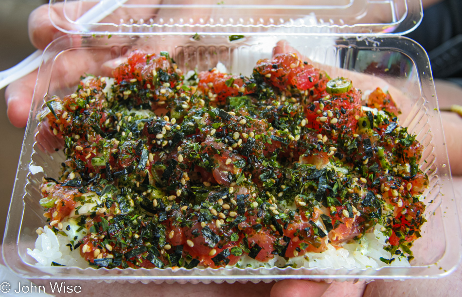 Poke bowl from Koloa Fish Market on Kauai, Hawaii