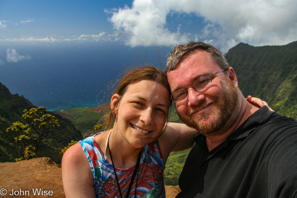 Caroline Wise and John Wise near the Nāpali Coast on Kauai, Hawaii