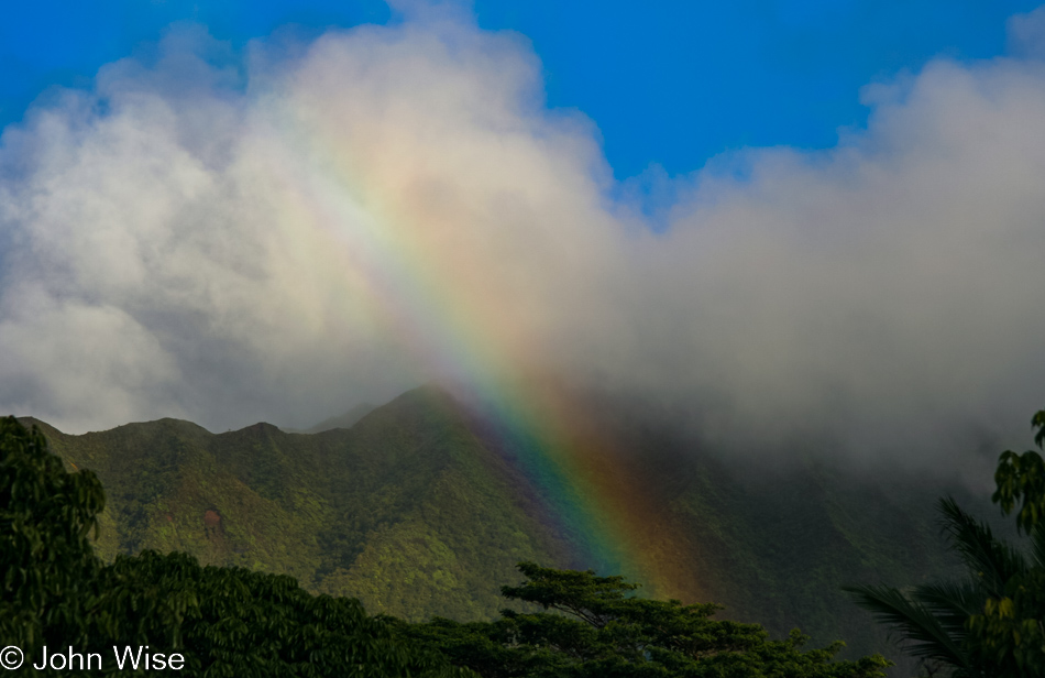 Rainbow over Kahili Mountain Park in Koloa, Kauai, Hawaii