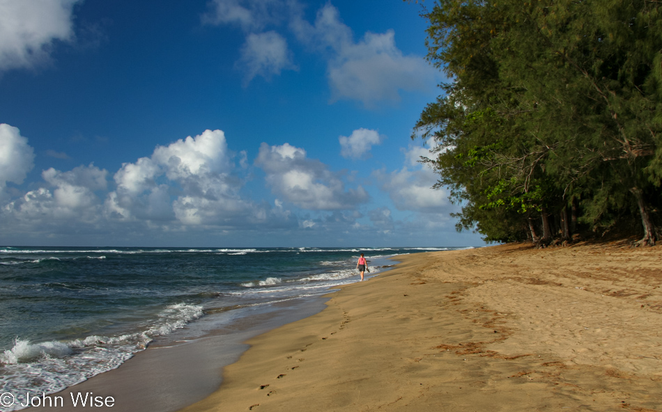 Caroline Wise on Ke'e Beach in Haena State Park Kauai, Hawaii