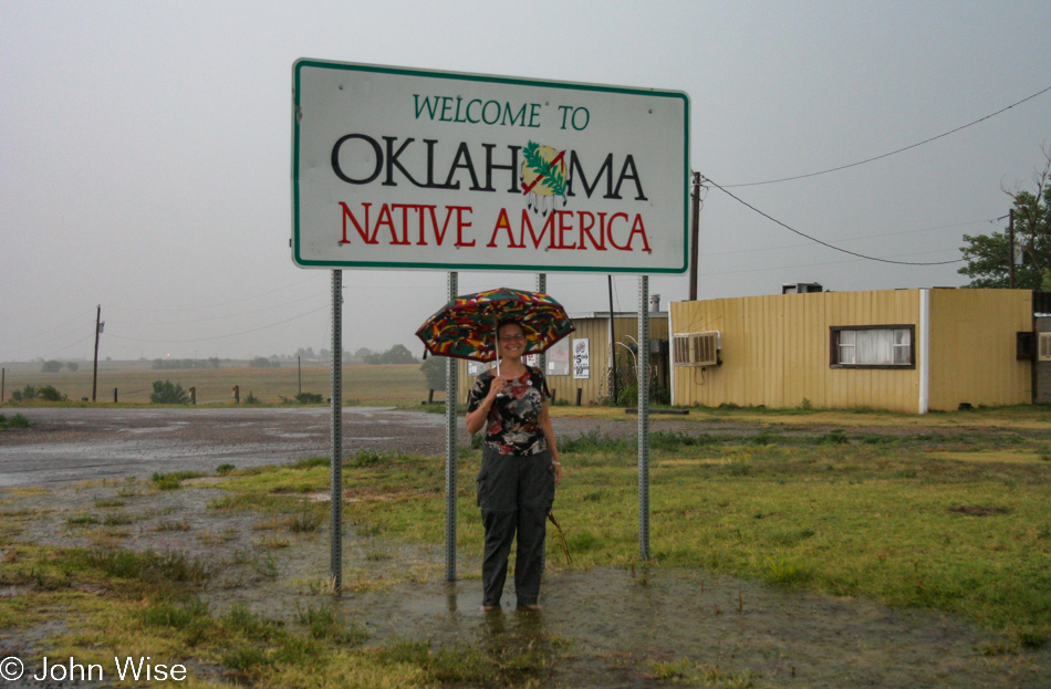 Caroline Wise on the Oklahoma / Texas border