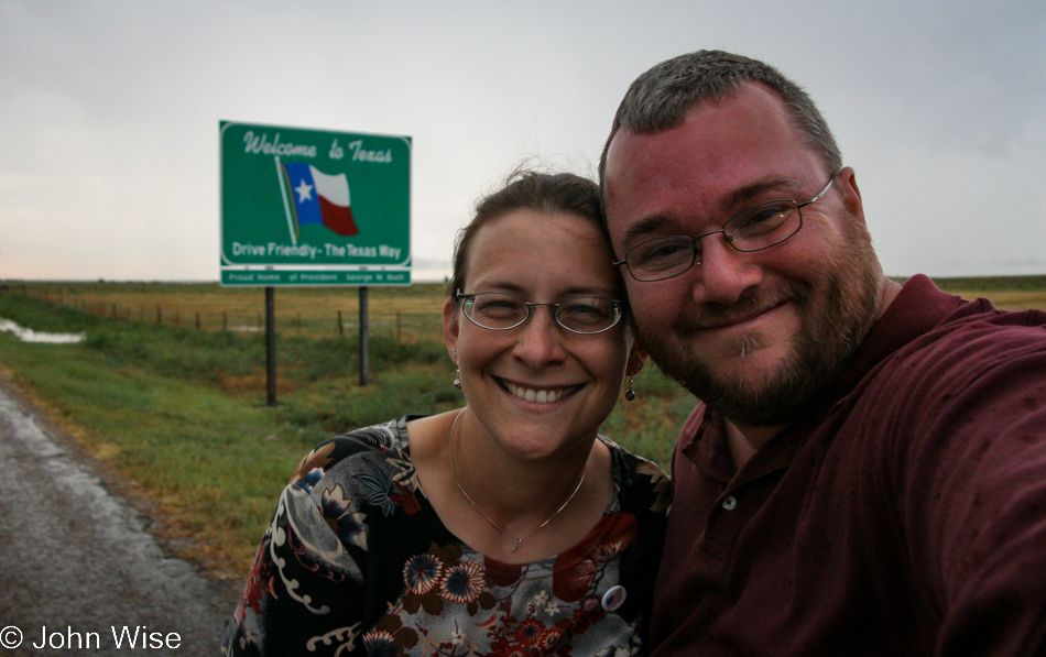 Caroline Wise and John Wise at the Texas State Line
