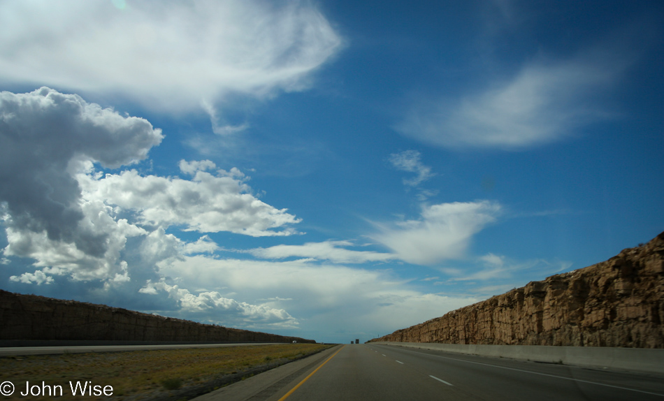 On Interstate 40 travelling west in New Mexico within 100 miles of Arizona