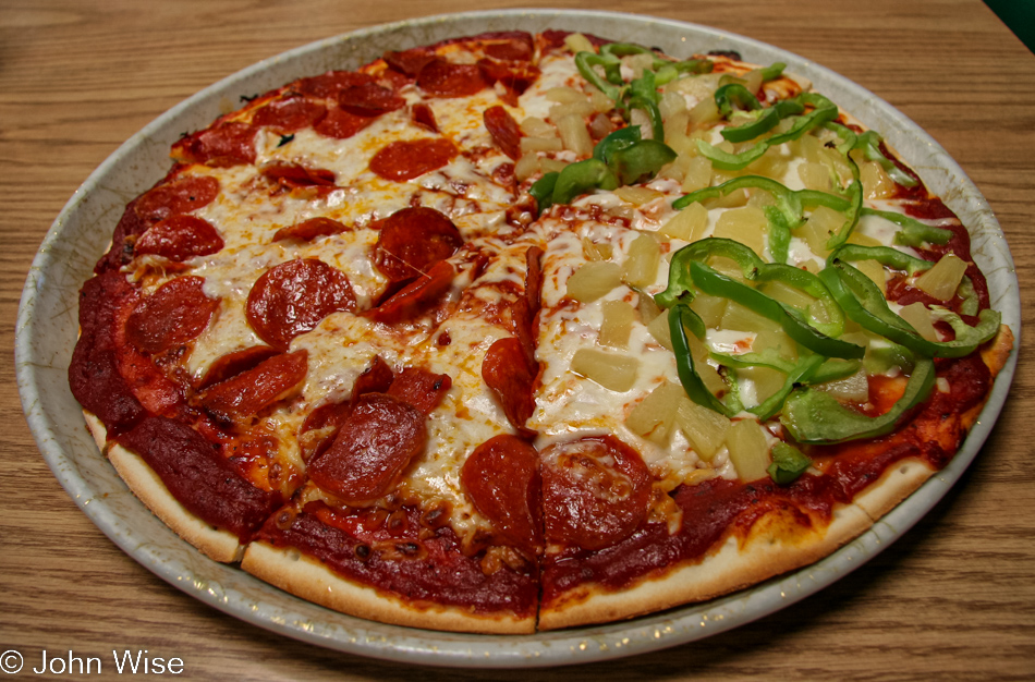 Pizza from Shakey's in West Covina, California