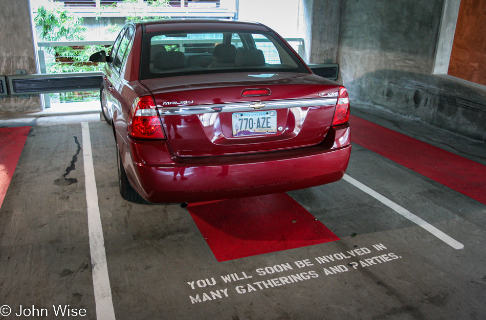 Rental car in fortune cookie parking spot San Francisco, California