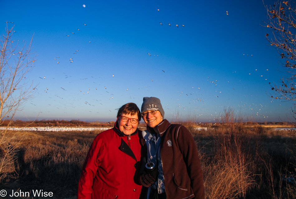 Jutta Engelhardt and Caroline Wise at the Bosque del Apache near Socorro, New Mexico