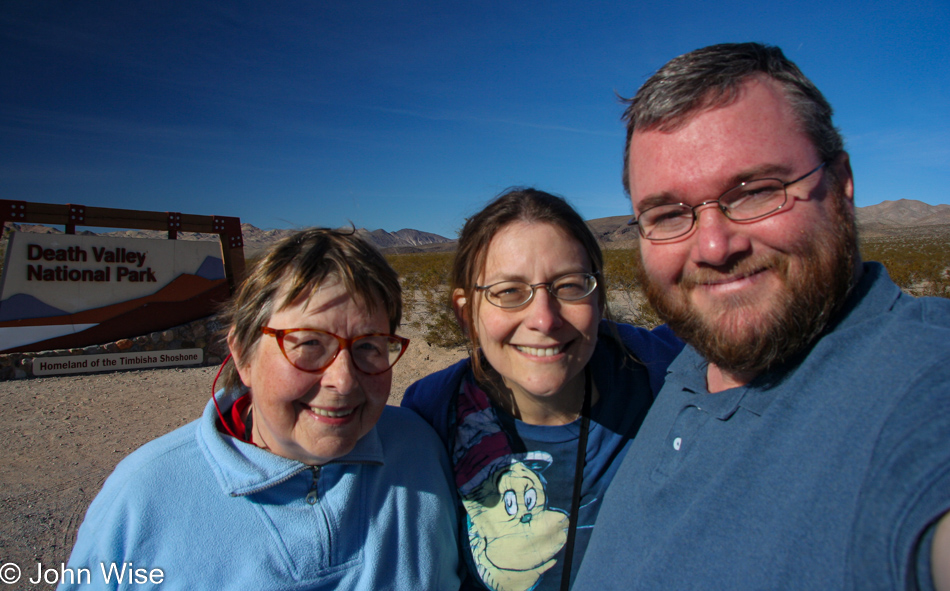 Caroline Wise, John Wise, and Jutta Engelhardt at Death Valley National Park in California