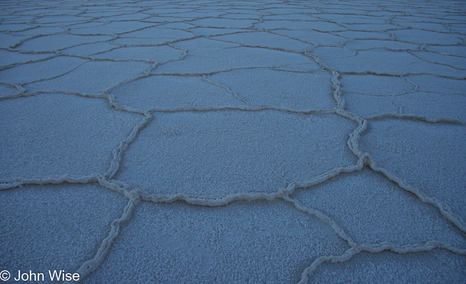 On the salt flat in Death Valley National Park at sunrise