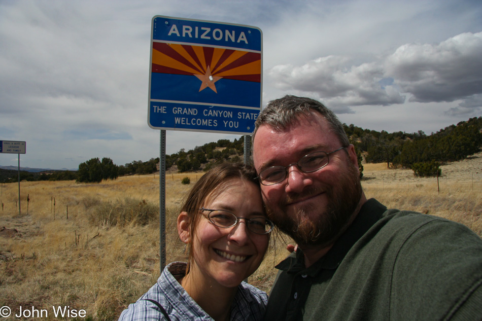 Caroline Wise and John Wise on the Arizona border with New Mexico