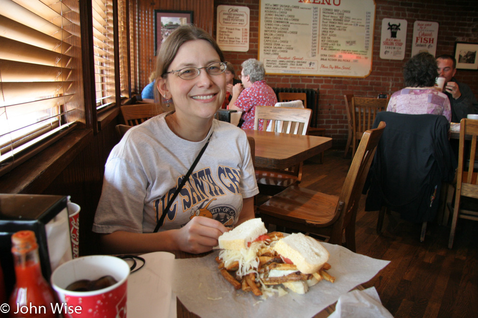 Caroline Wise at Primanti Brothers in Pittsburgh, Pennsylvania