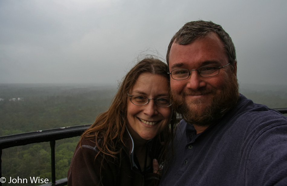 Caroline Wise and John Wise on the Cape Hatteras Lighthouse at Cape Hatteras National Seashore in North Carolina