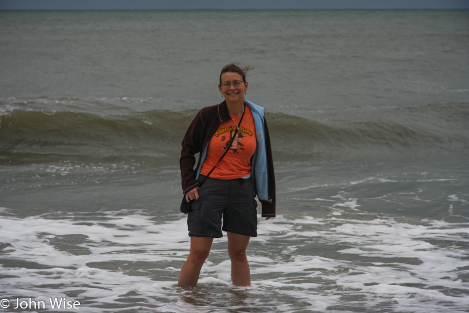 Caroline Wise in the Atlantic on Ocracoke, North Carolina