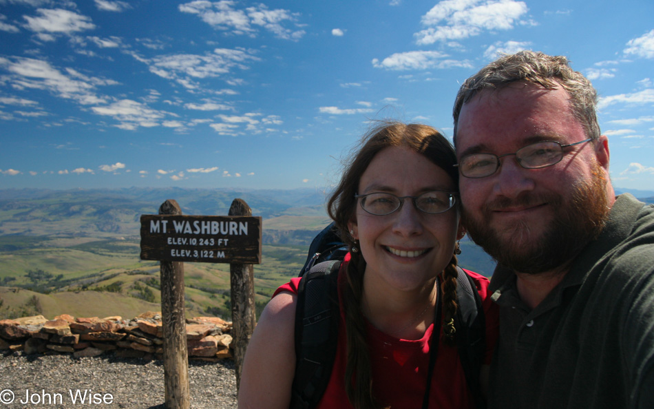 Caroline Wise and John Wise on Mt. Washburn in Yellowstone National Park in Wyoming