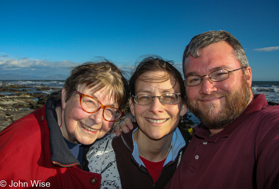 Jutta Engelhardt, Caroline and John Wise at Shoreline Park Beach in Santa Barbara, California