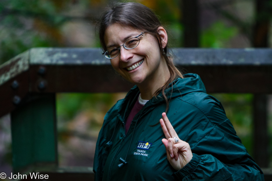 Caroline Wise on trail at the Potawatomi and Gorge Waterfalls in Ironwood, Michigan