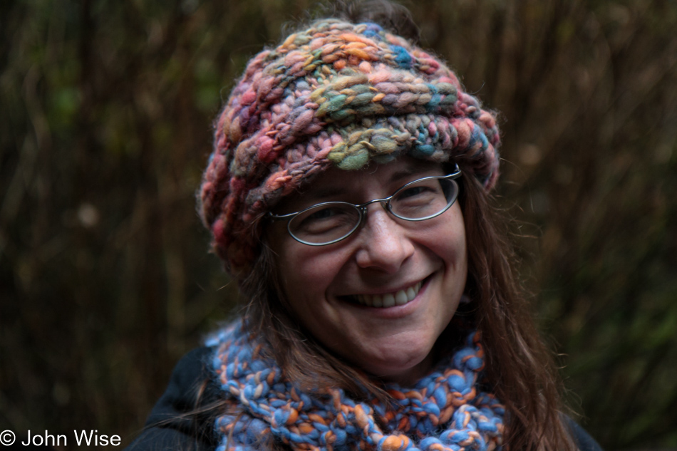 Caroline Wise on trail at Munson Creek Falls near Pleasant Valley, Oregon