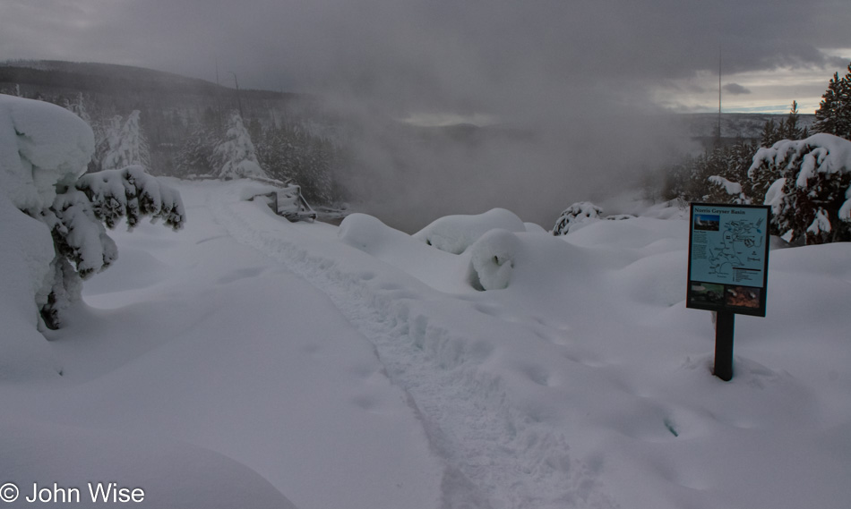 Winter at Norris Geyser Basin in Yellowstone National Park, Wyoming